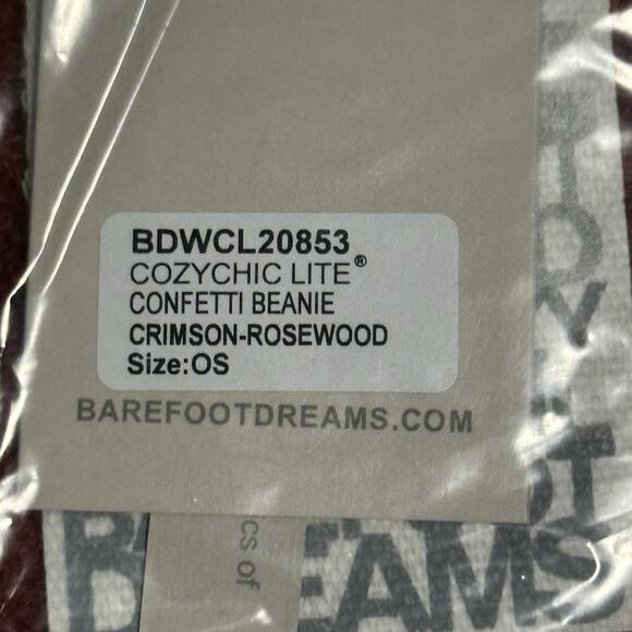 Barefoot Dreams CozyChic Knit Lite Confetti Beanie Crimson Rosewood One Size NWT - Picture 3 of 3